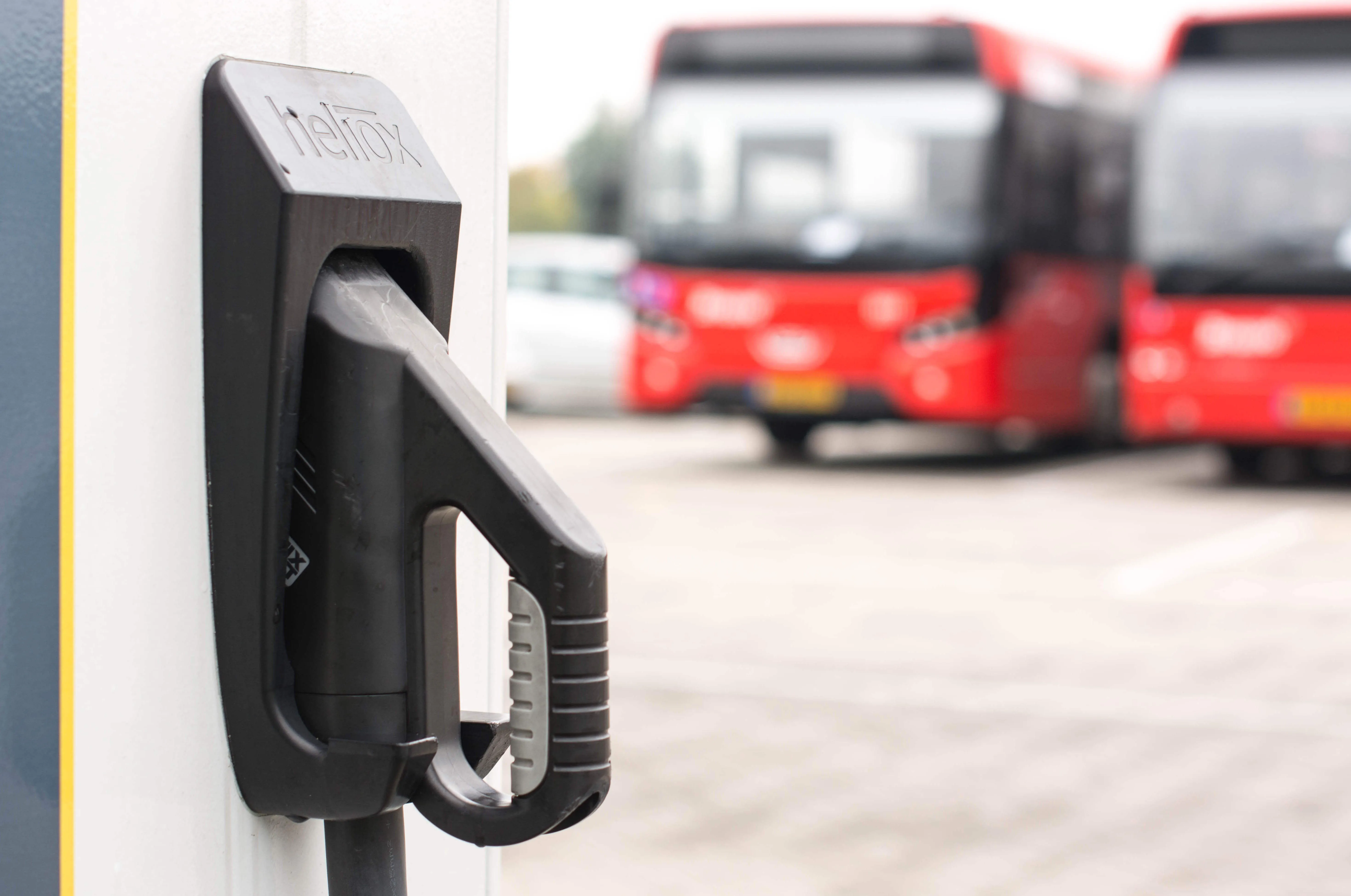 E-Buses parked at Heliox rapid charging station